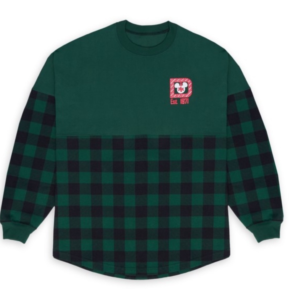 Disneyland Candyland Green and Black Plaid Long Sleeve Shirt
